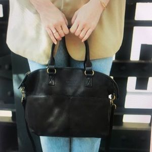 AMERICAN LEATHER CO. Carrie Dome Satchel, NWT Black Smooth